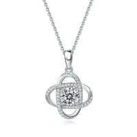 Image 3 of 1 Ct Moissanite Diamond Flower Pendant Necklace 925 Sterling Silver 