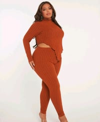 Image 2 of Mock Neck  Tee & Leggings Set