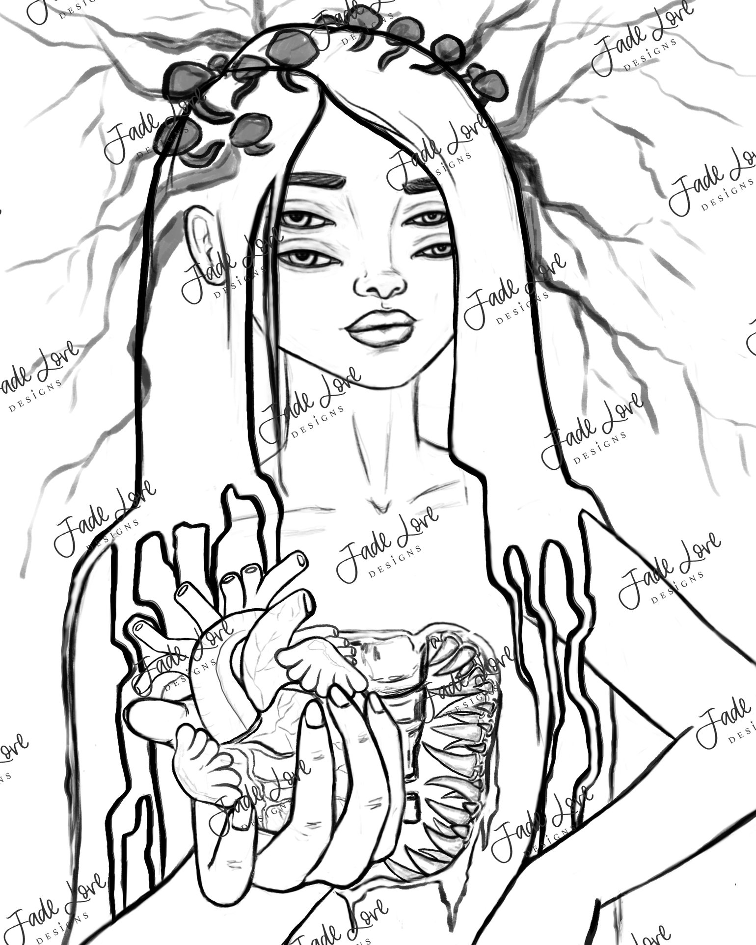 Image of Mushroom Lady Coloring Page (Printable)