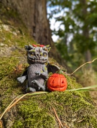 Image 1 of Mushroom Gargoyle with Pumpkin Lantern