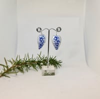 Image 4 of Enamel Earrings - Cobalt Blue and White Crackle Style Enamel (EJ040)