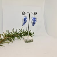 Image 2 of Enamel Earrings - Cobalt Blue and White Crackle Style Enamel (EJ040)