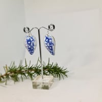 Image 3 of Enamel Earrings - Cobalt Blue and White Crackle Style Enamel (EJ040)