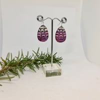 Image 3 of Enamel Earrings - Grape, Cream, Pink and Foxglove in Rib Textured Style Enamel (EJ046)