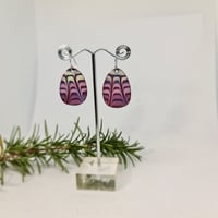 Image 2 of Enamel Earrings - Grape, Cream, Pink and Foxglove in Rib Textured Style Enamel (EJ046)