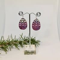 Image 1 of Enamel Earrings - Grape, Cream, Pink and Foxglove in Rib Textured Style Enamel (EJ046)