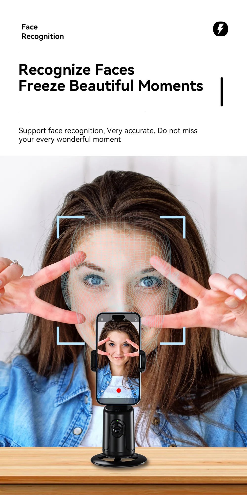 Essager Auto Face Tracking Tripod 360 Rotation AI Smart Shooting Phone Holder