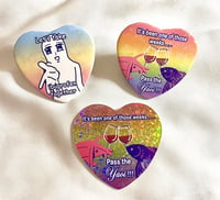 Pass the Yaoi + Let's Take Ibuprofen Heart Buttons and Sticker 