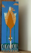Fishing bird, acrylic painting on wood