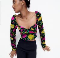 Image 1 of Zara Crop Floral Top - Size: XS