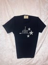 I AM Logo Black T-shirt with Champagne Metallic Embroidery