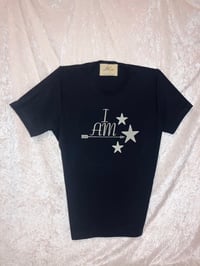  I AM Logo  Black T-shirt with Champagne Metallic  Embroidery 