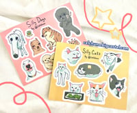 Image 1 of Silly Dogs and Cats Meme Sticker Sheets 