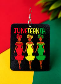 Image 4 of Large Juneteenth Earrings 
