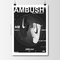 Sneakers Poster Air Force 1 x AMBUSH (Black and White) Hypebeast Print