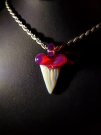 Image 1 of Rhino & Karmaline shark tooth pendant.