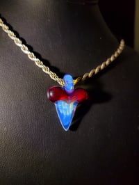 Image 1 of Fumed ruby & ghost shark tooth pendant. 