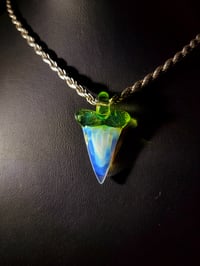 Image 2 of Ghost & opal lime shark tooth pendant.