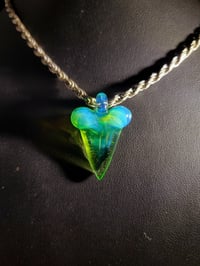 Image 2 of Opal lime & glopal shark tooth pendant. 