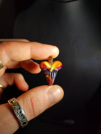 Image 1 of Serendipity & amber purple shark tooth pendant.