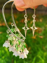 Image 4 of Iridescent Lilly of the Valley ear cuffs 