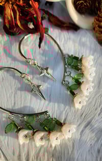 Image 5 of Iridescent Lilly of the Valley ear cuffs 