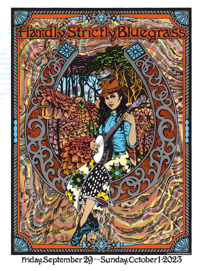 Hardly Strictly Bluegrass 2023 Official poster Artwork by Caitlin Mattisson. caitlinmattissonart