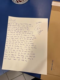 Limited Handwritten Personalized Lyric sheet by Rick