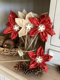 Image 1 of Christmas Handmade Forever Flowers - Red and Gold embossed  