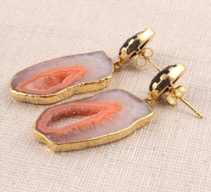 Image of Black Spinel and Orange Agate Slice earring