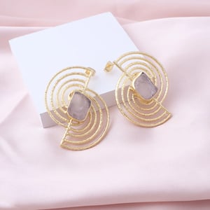 Image of Natural rough Rose quartz hammered earring