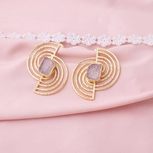 Image of Natural rough Rose quartz hammered earring
