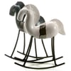 Unusual Rocking Horse in White or Black with Silver Ceramic Sculpture for Home Deco