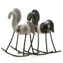 Unusual Rocking Horse in White or Black with Silver Ceramic Sculpture for Home Deco