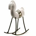 Unusual Rocking Horse in White or Black with Silver Ceramic Sculpture for Home Deco