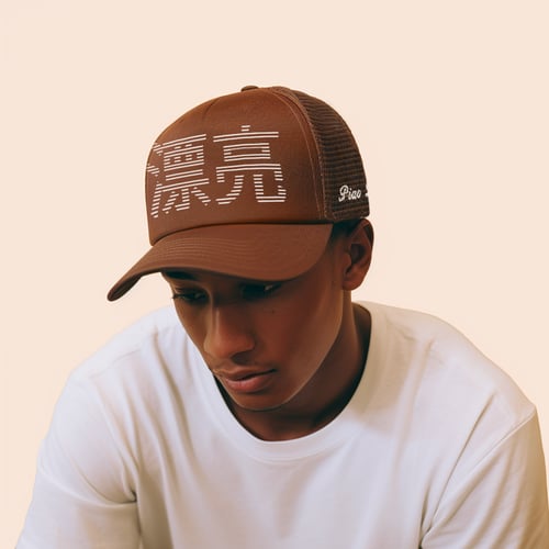 Image of PIAO LIANG SIGNATURE LOGO TRUCKER HAT (DARK BROWN)