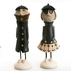 Handmade Ceramic Quirky Couple Figurines | Black