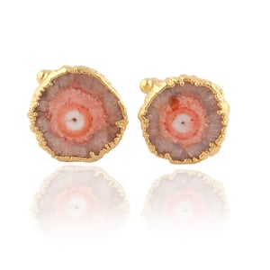 Image of Natural Orange Solar Quartz Cufflink 