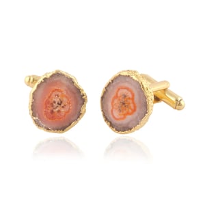 Image of Natural Orange Solar Quartz Cufflink 