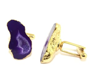Image of Purple Geode Druzy gold Cufflink