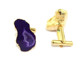 Image of Purple Geode Druzy gold Cufflink