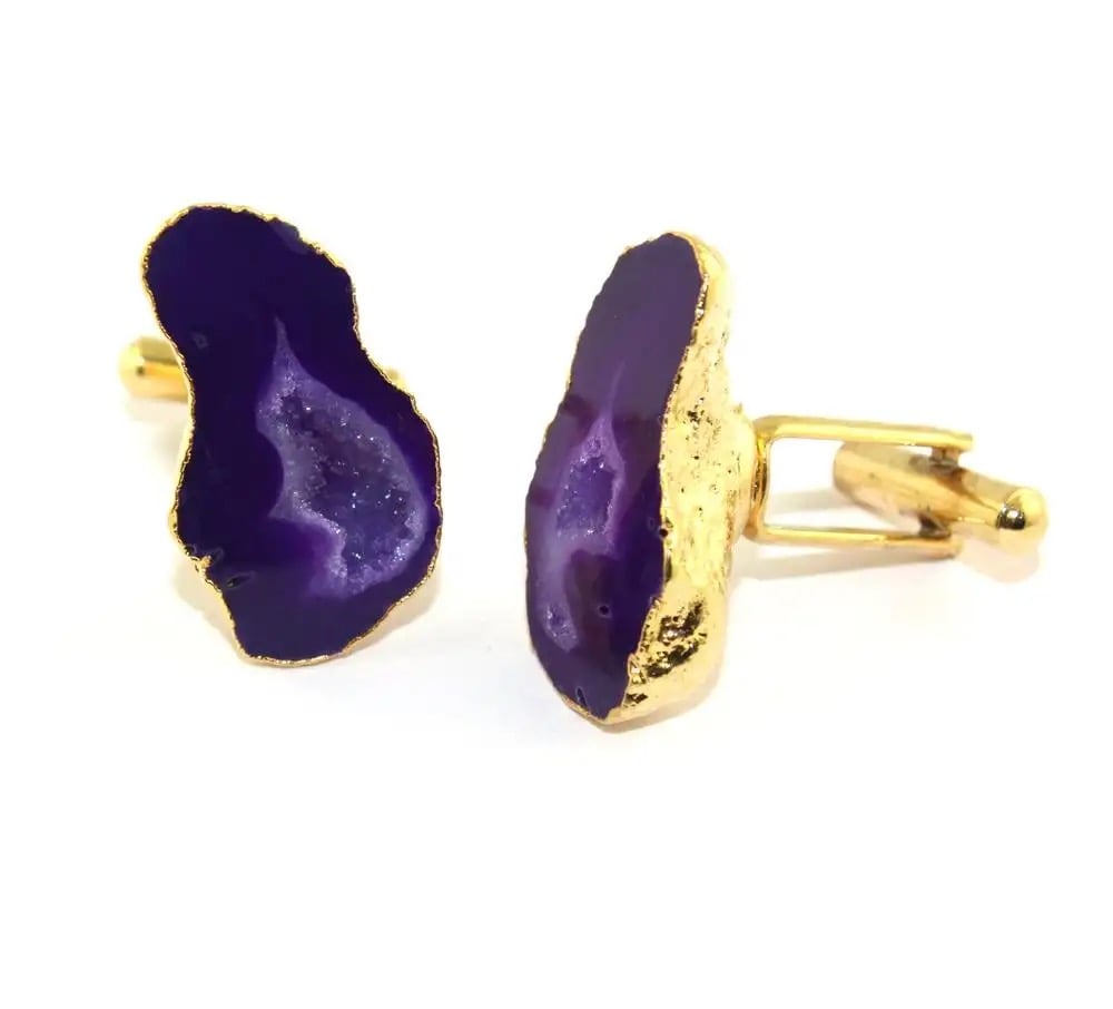 Image of Purple Geode Druzy gold Cufflink