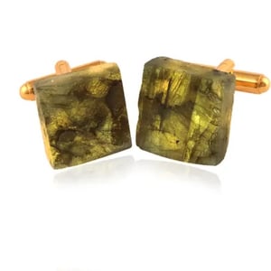 Image of Natural Labradorite raw gemstone Cufflink 