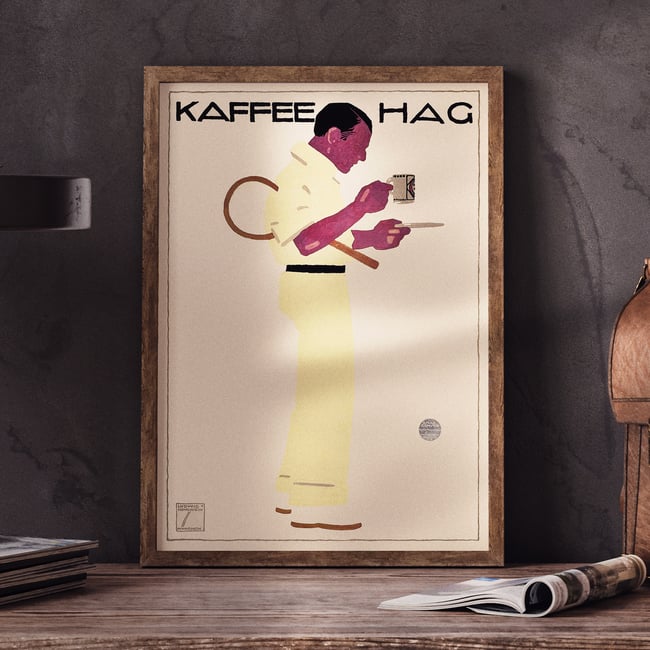 Tennis Player Kaffee Hag Vintage Poster | Wall Art Print | Vintage Ads