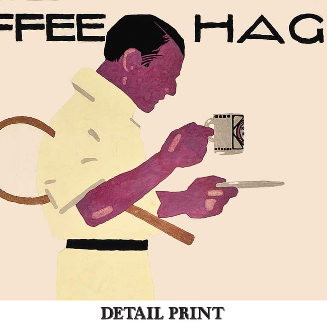 Tennis Player Kaffee Hag Vintage Poster | Wall Art Print | Vintage Ads
