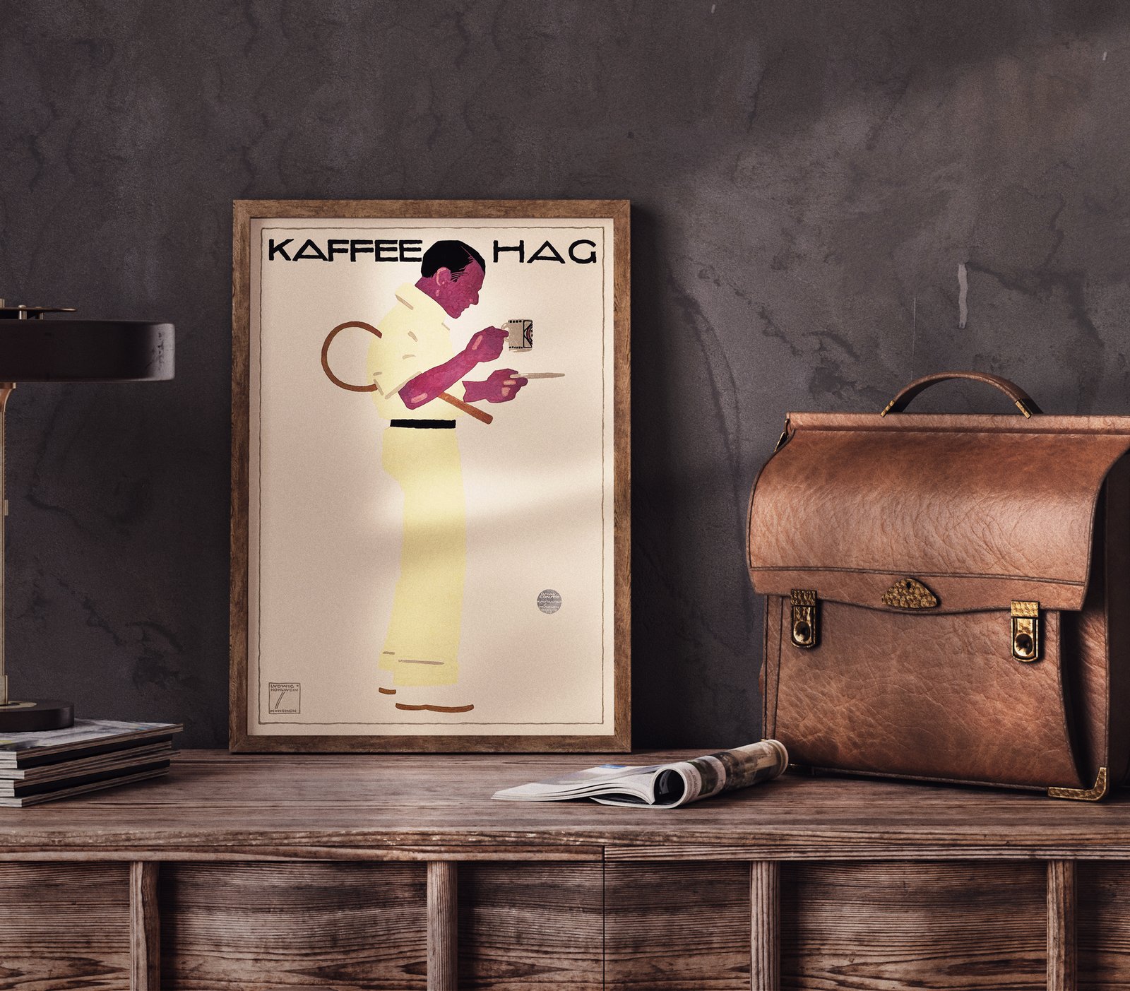Tennis Player Kaffee Hag Vintage Poster | Wall Art Print | Vintage
