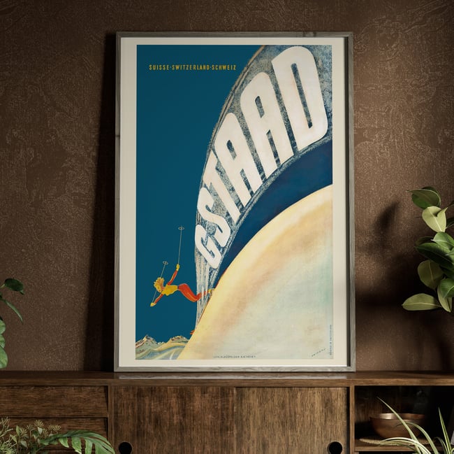 Gstaad Ski Poster | Martin Peikert | Wall Art Print | Vintage Travel Poster