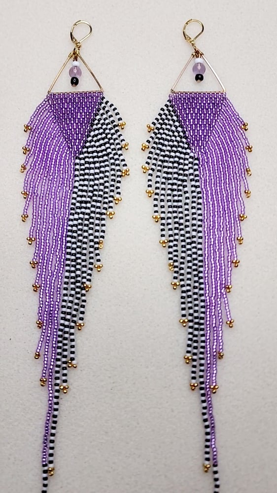 Image of Majestic Purple Fringe Earrings 