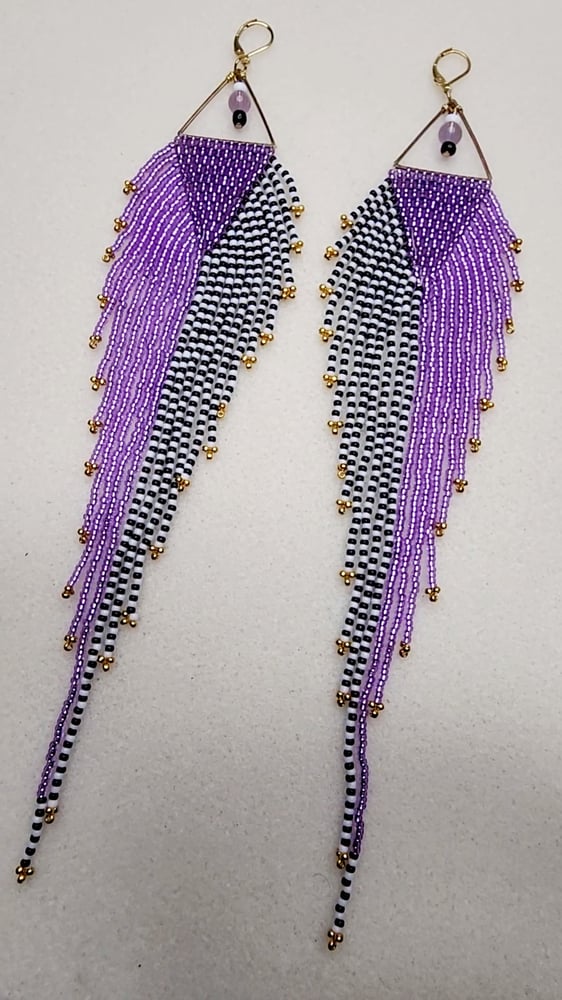 Image of Majestic Purple Fringe Earrings 