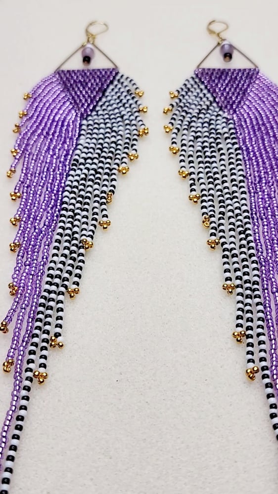 Image of Majestic Purple Fringe Earrings 